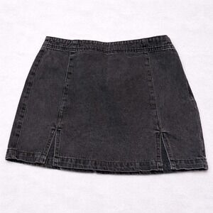 Indigo Kising Black Denim Mini Skirt Womens Small Back Slit